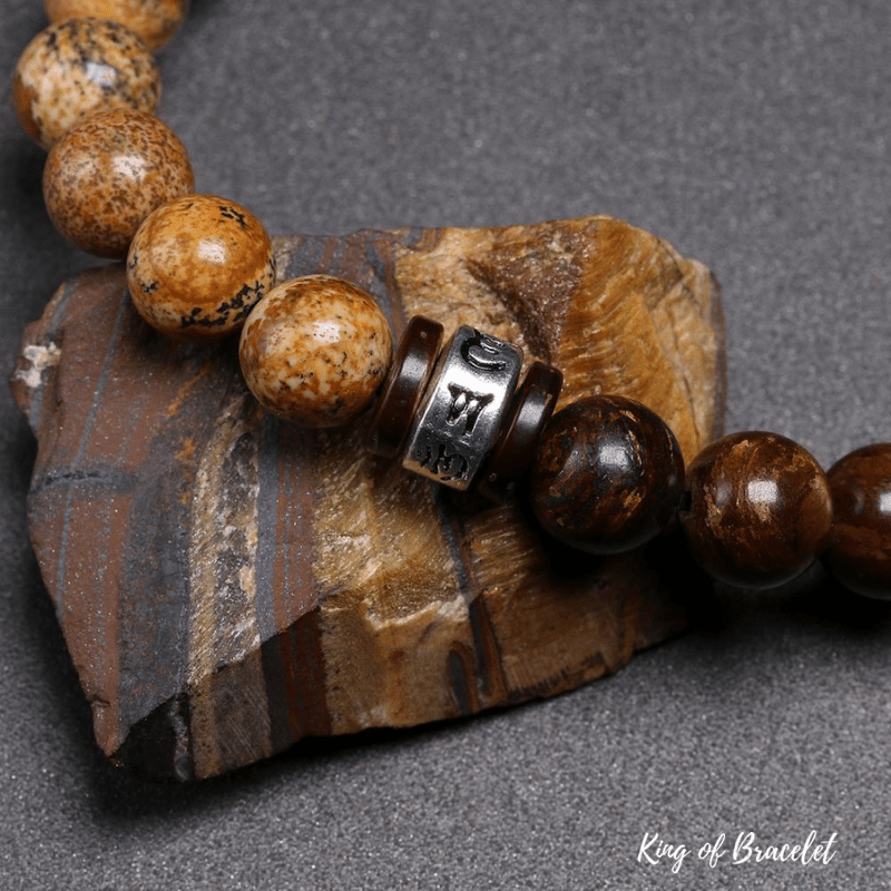 Bracelet en Bronzite et Jaspe Paysage