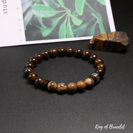 Bracelet en Bronzite et Jaspe Paysage