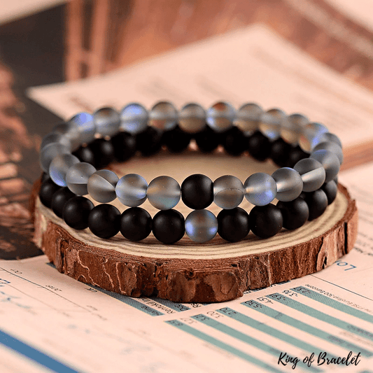 Bracelet Distance Couple Transparent - Noir et Gris