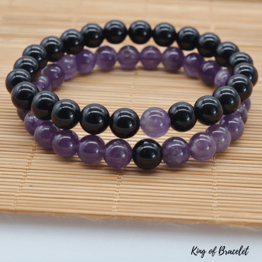 Bracelet Distance en Onyx Noir et Am¨¦thyste