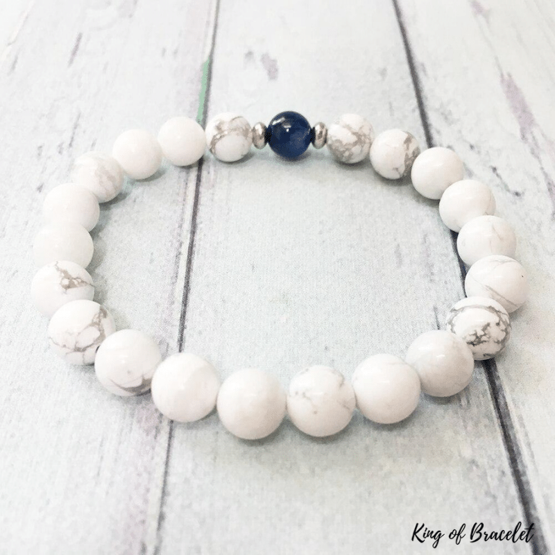 Bracelet en Howlite Blanche et Kyanite