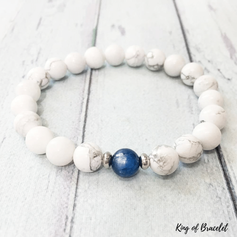 Bracelet en Howlite Blanche et Kyanite