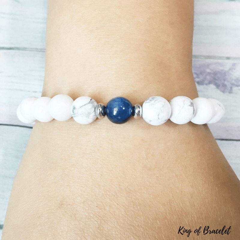 Bracelet en Howlite Blanche et Kyanite