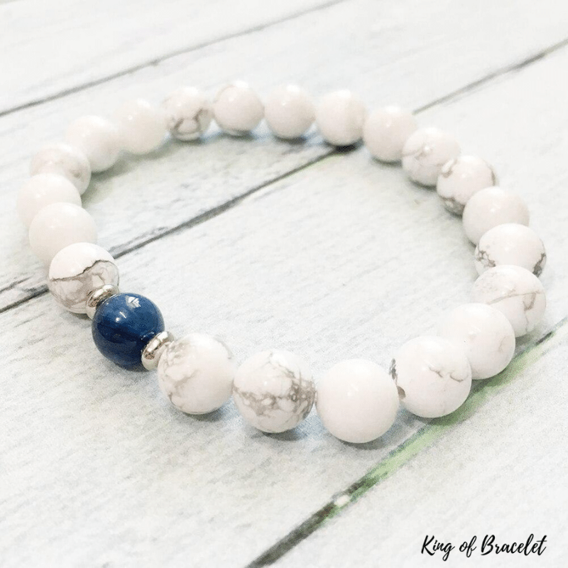 Bracelet en Howlite Blanche et Kyanite