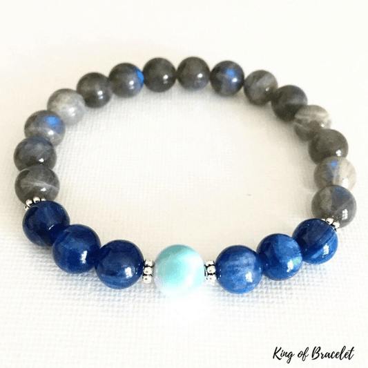 Bracelet en Labradorite, Kyanite et Aigue Marine