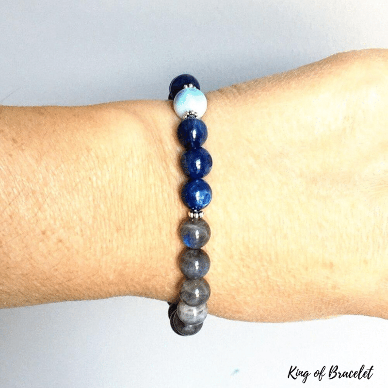 Bracelet en Labradorite, Kyanite et Aigue Marine