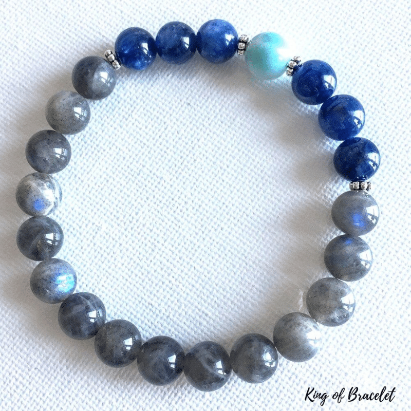 Bracelet en Labradorite, Kyanite et Aigue Marine