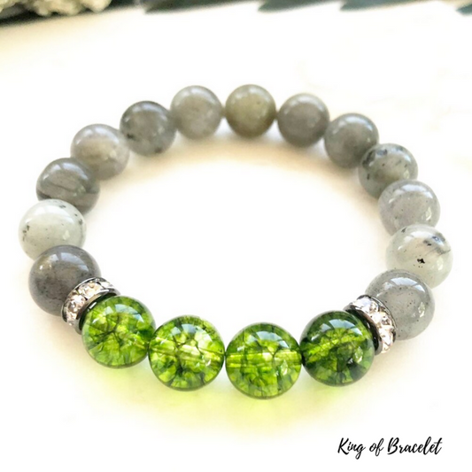 Bracelet en P¨¦ridot et Labradorite