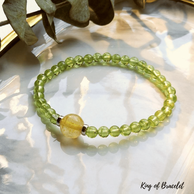 Bracelet en P¨¦ridot et Quartz Rutile