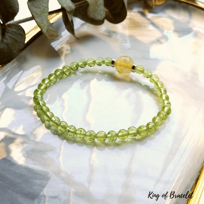 Bracelet en P¨¦ridot et Quartz Rutile