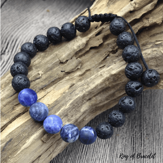 Bracelet en Sodalite et Pierre de Lave