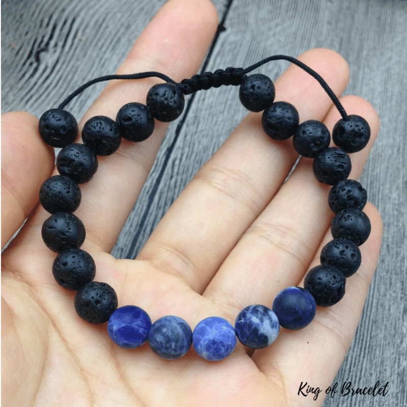 Bracelet en Sodalite et Pierre de Lave