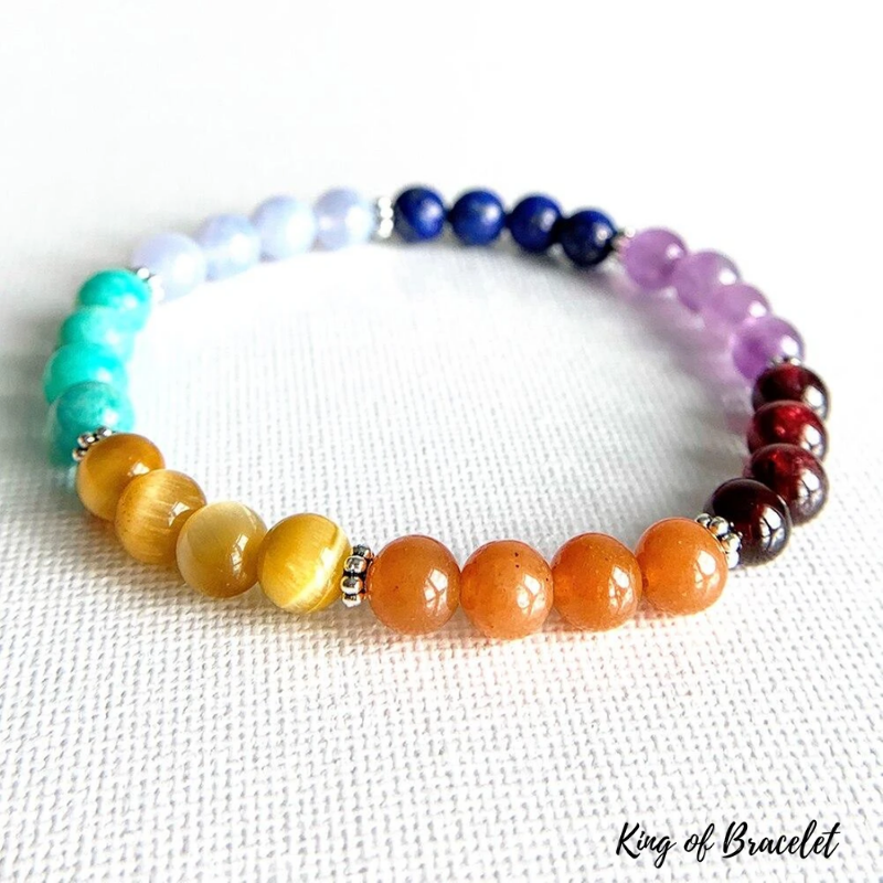 Bracelet 7 Chakras en Pierres V¨¦ritables