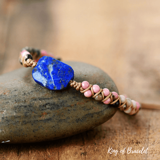 Bracelet Boho en Lapis Lazuli et Rhodonite