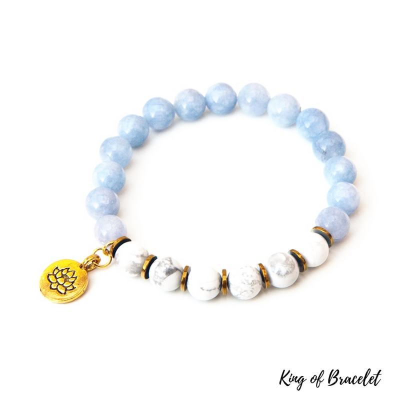 Bracelet en C¨¦lestine et Howlite Blanche