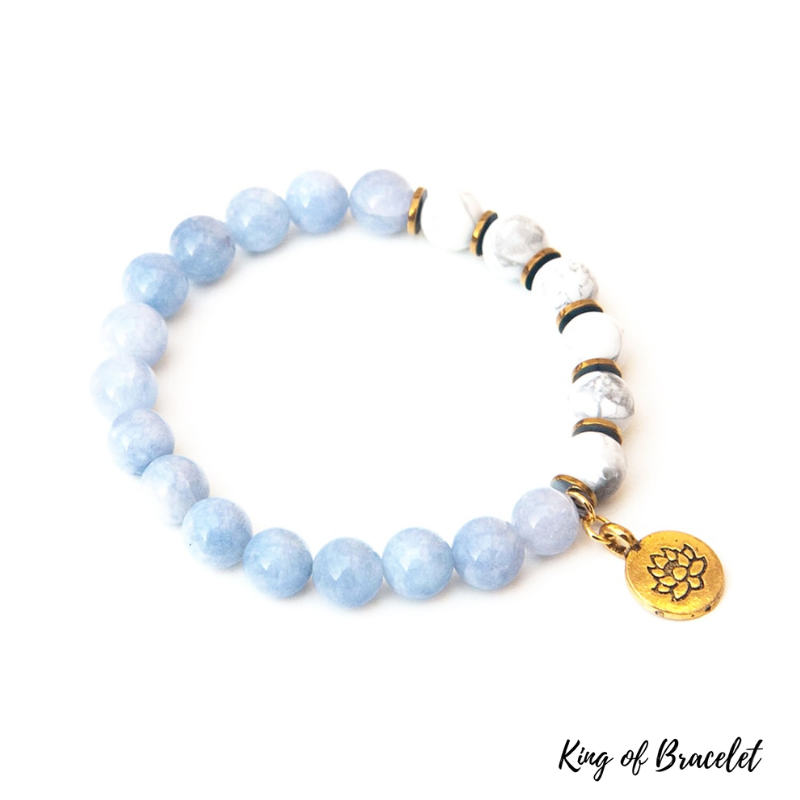 Bracelet en C¨¦lestine et Howlite Blanche