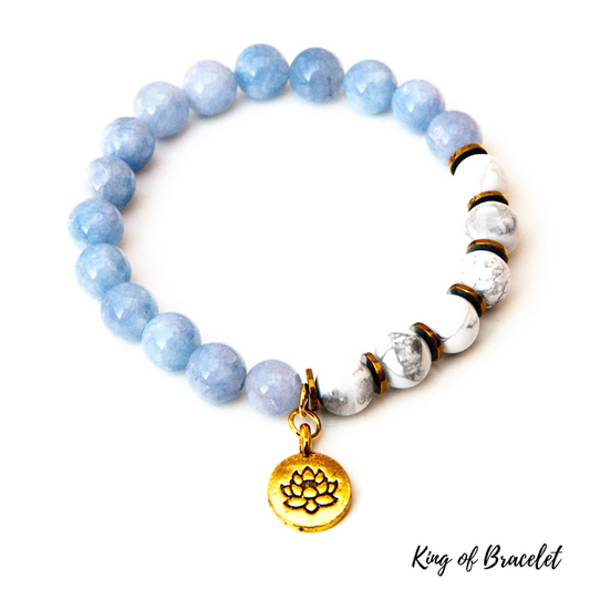 Bracelet en C¨¦lestine et Howlite Blanche