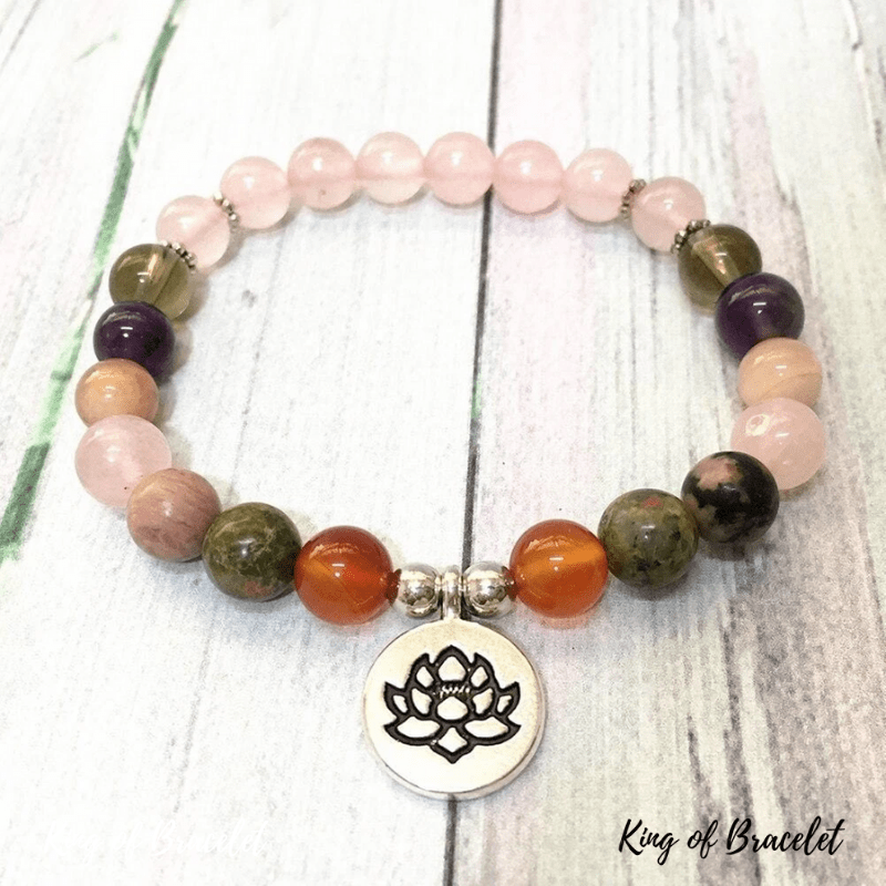 Bracelet Mala 7 Chakras en Quartz Rose