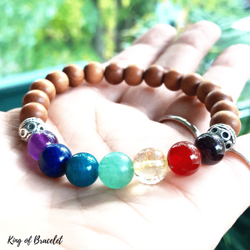 Bracelet 7 Chakras en Bois de Santal