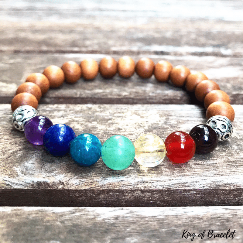 Bracelet 7 Chakras en Bois de Santal