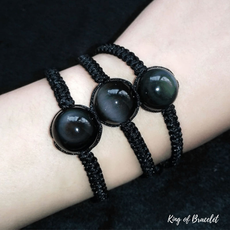 Bracelet Ajustable en Obsidienne Oeil C¨¦leste