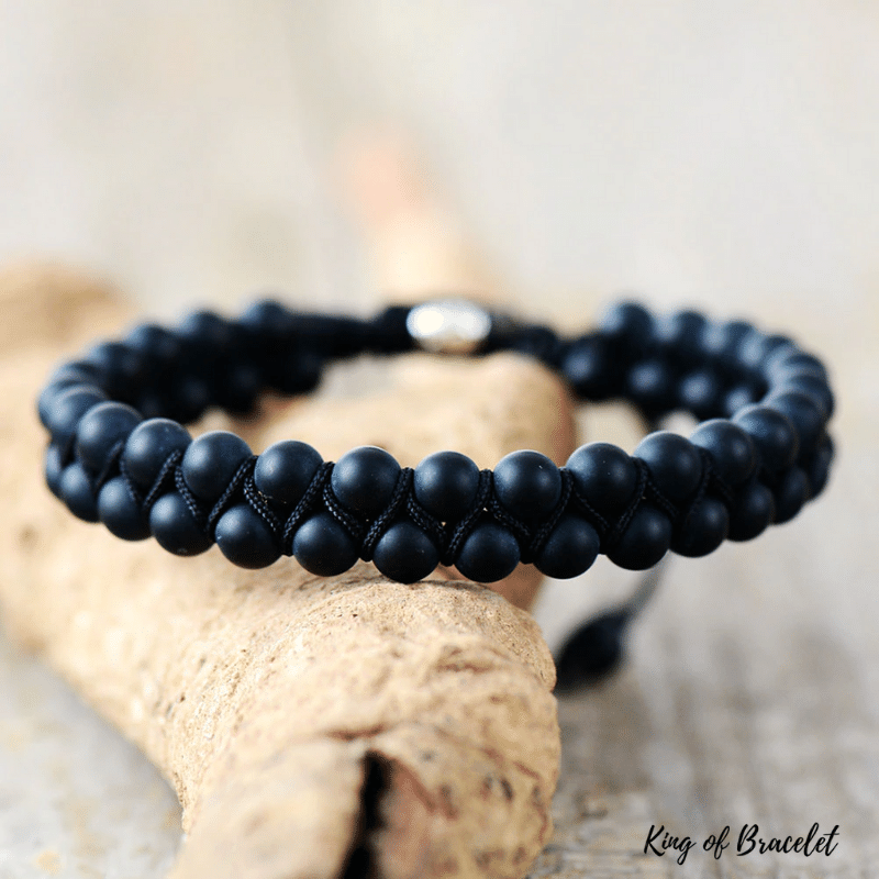 Bracelet Ajustable en Onyx Noir Mat