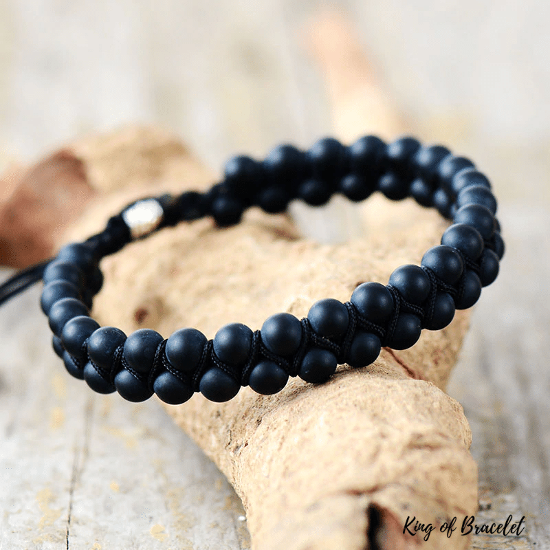 Bracelet Ajustable en Onyx Noir Mat