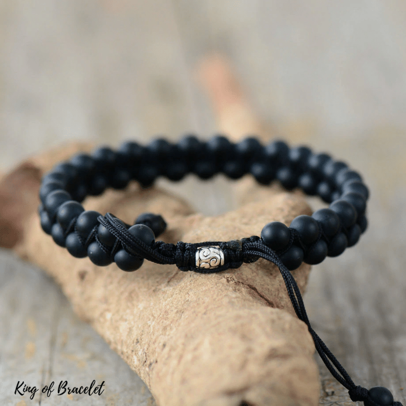 Bracelet Ajustable en Onyx Noir Mat