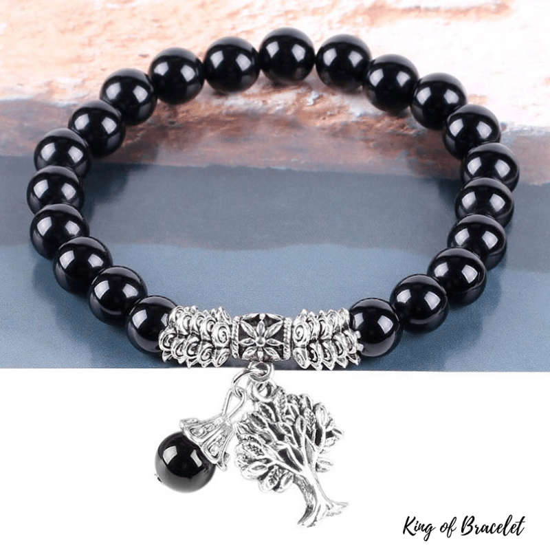 Bracelet Arbre de Vie en Onyx Noir