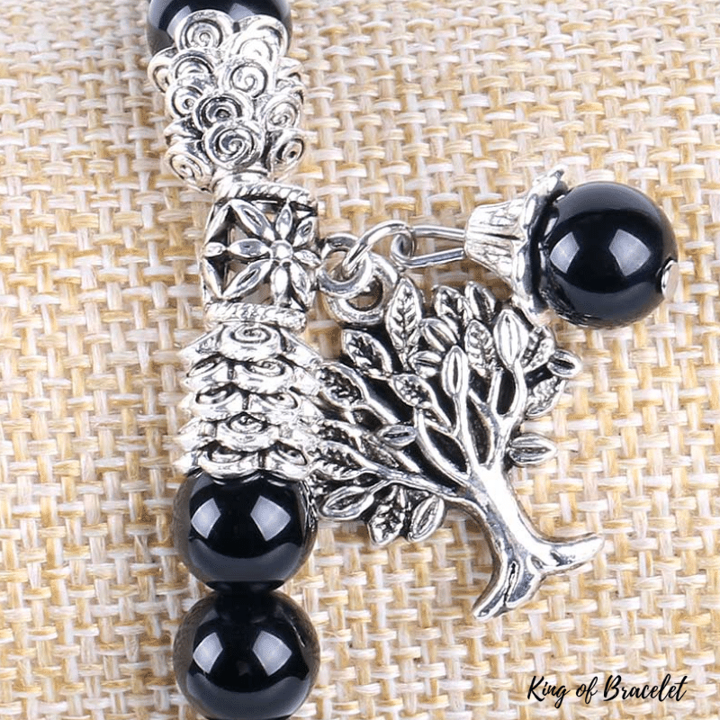 Bracelet Arbre de Vie en Onyx Noir