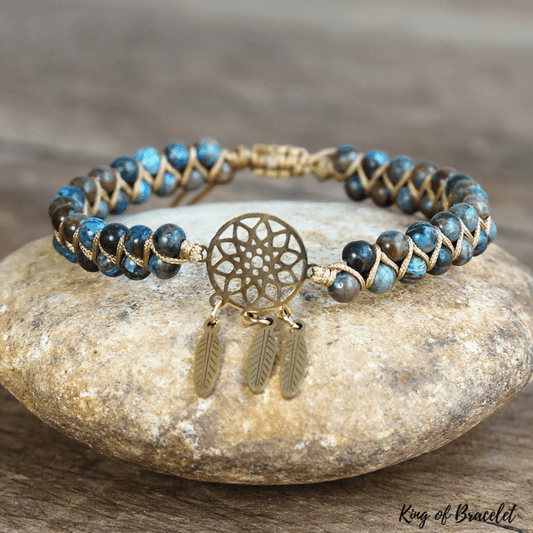 Bracelet Boho en Agate Crazy Lace Bleue