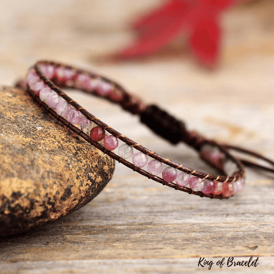 Bracelet Boho en Tourmaline Rose