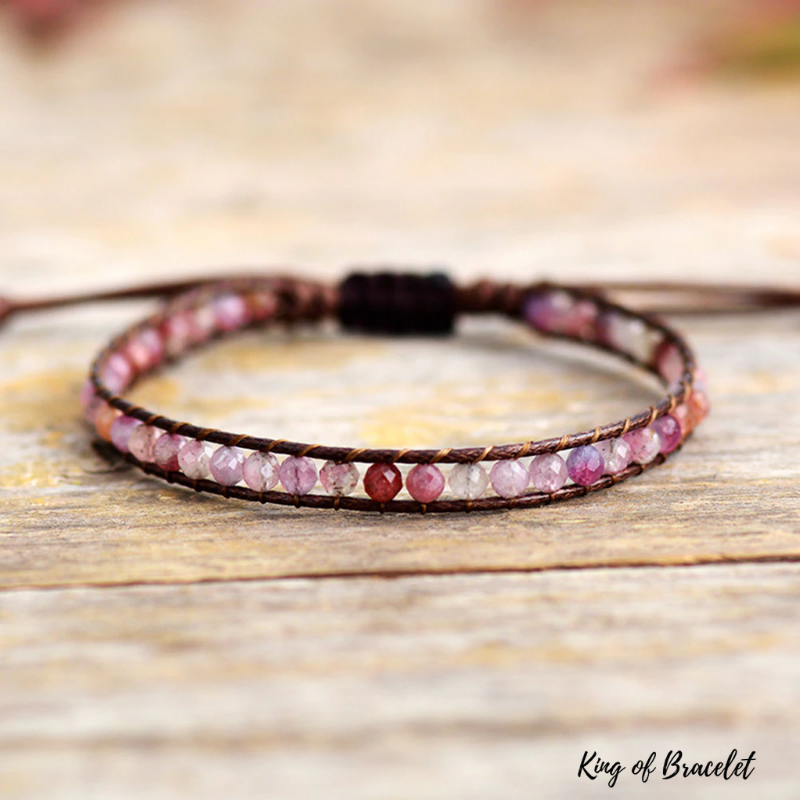 Bracelet Boho en Tourmaline Rose