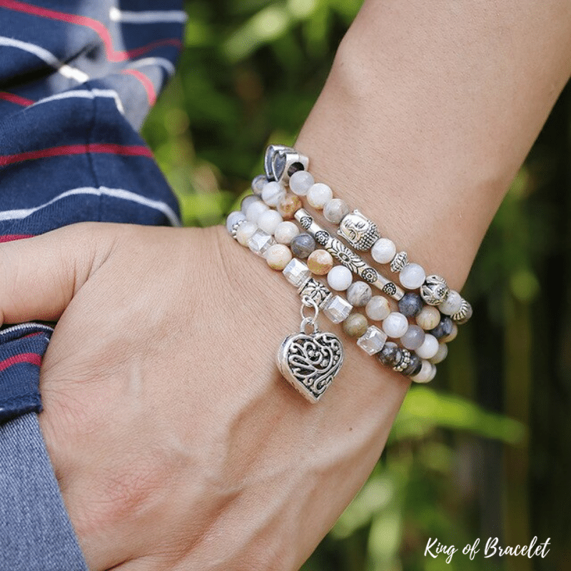 Bracelet Bouddhiste en Agate Feuille de Bambou