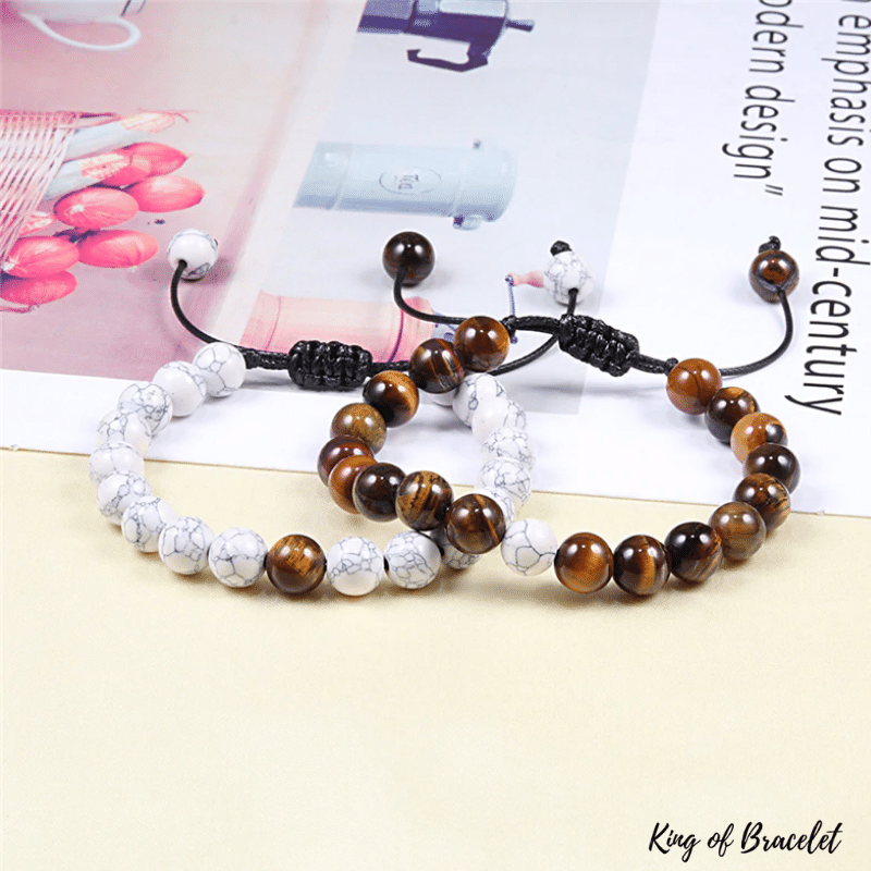 Bracelet Distance Ajustable - Marron et Blanc