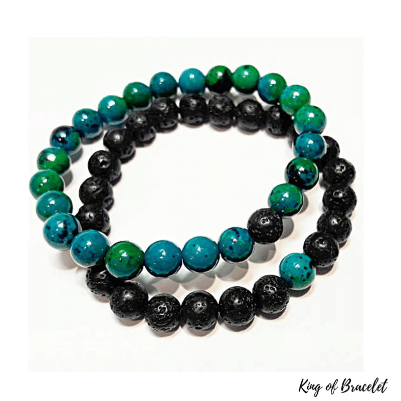 Bracelet Distance en Chrysocolle et Pierre de Lave