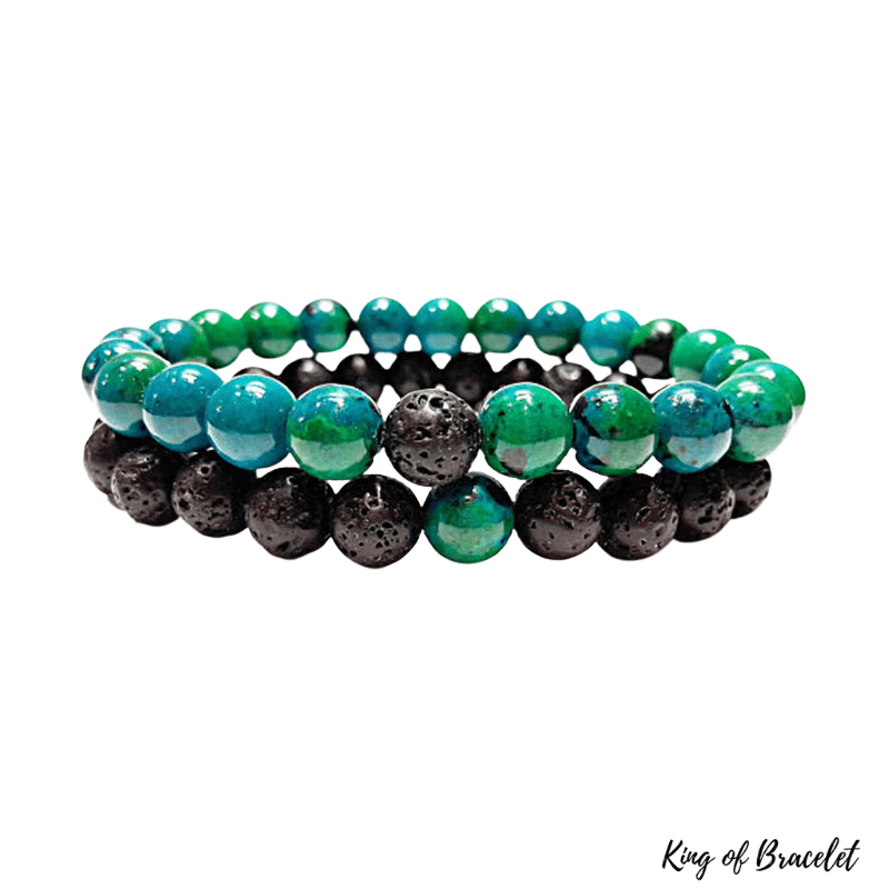 Bracelet Distance en Chrysocolle et Pierre de Lave