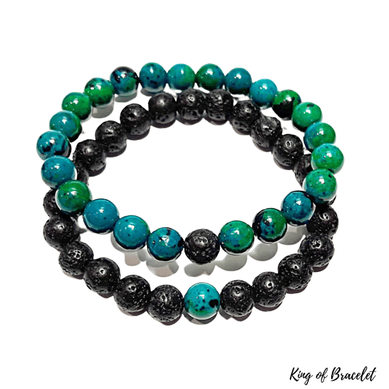 Bracelet Distance en Chrysocolle et Pierre de Lave