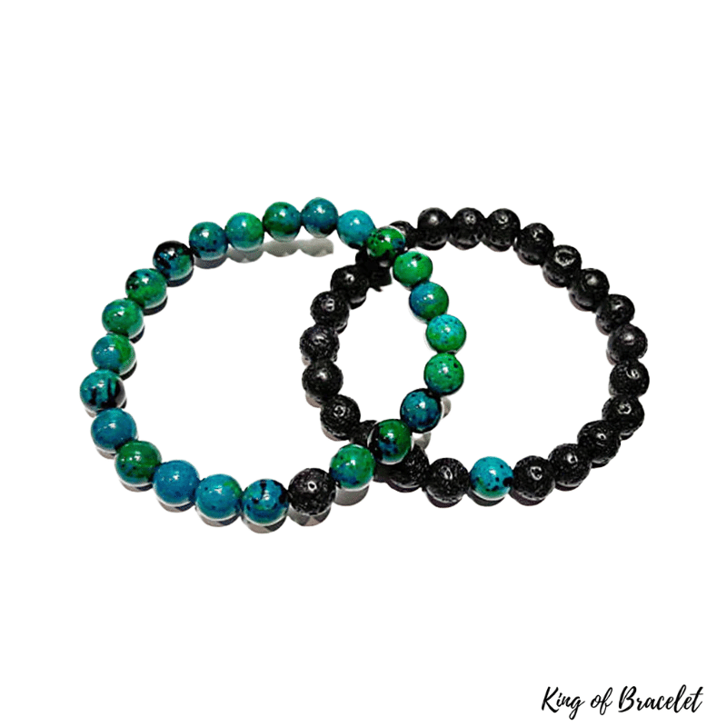 Bracelet Distance en Chrysocolle et Pierre de Lave