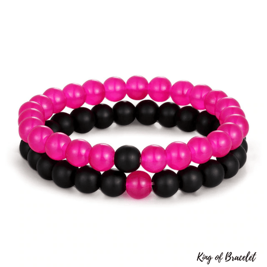 Bracelet Distance Couple - Rose et Noir