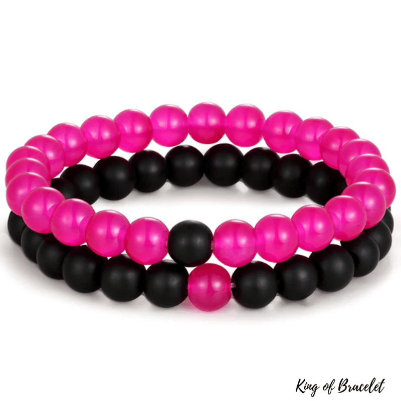 Bracelet Distance Couple - Rose et Noir