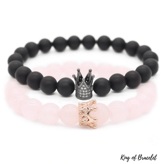 Bracelet Distance Couronne - Noir et Rose