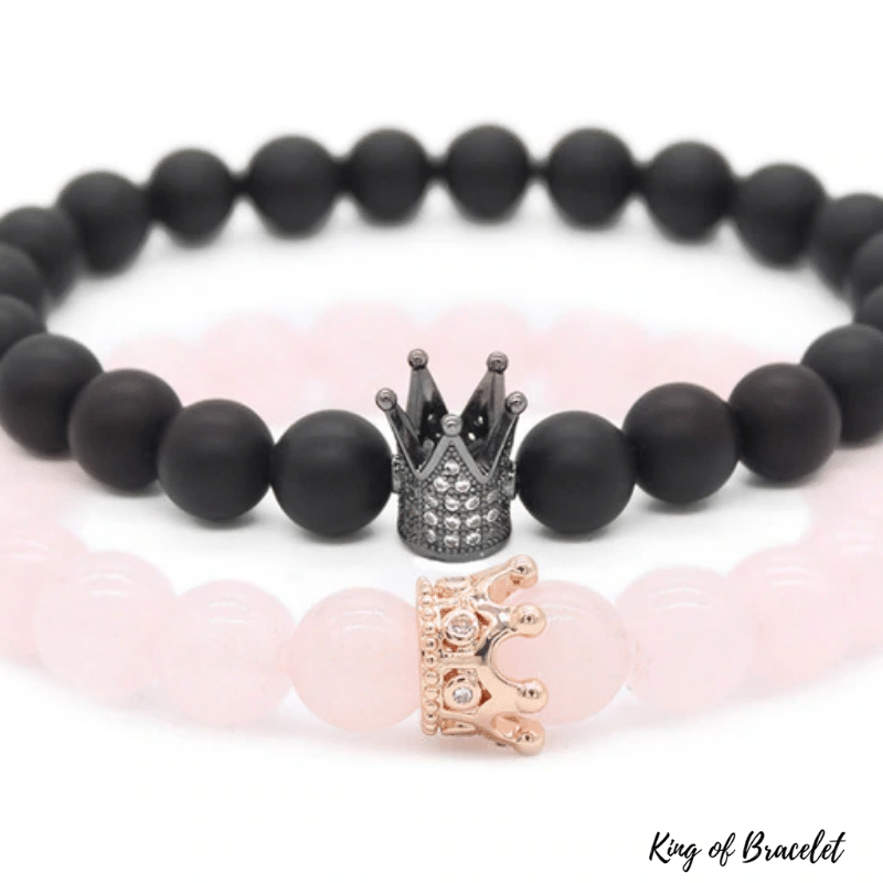 Bracelet Distance Couronne - Noir et Rose