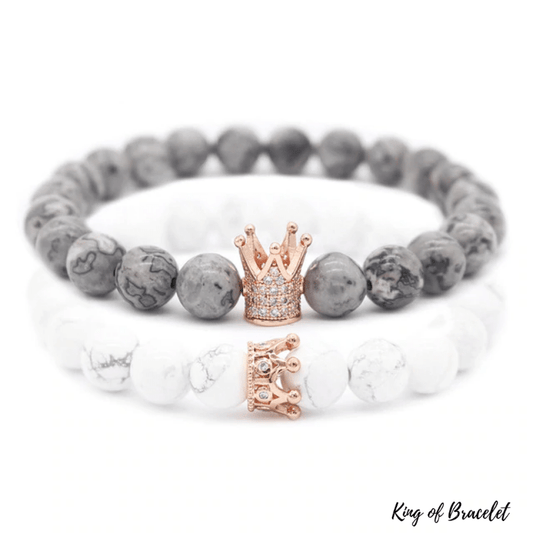 Bracelet Distance Couronne - Gris et Blanc