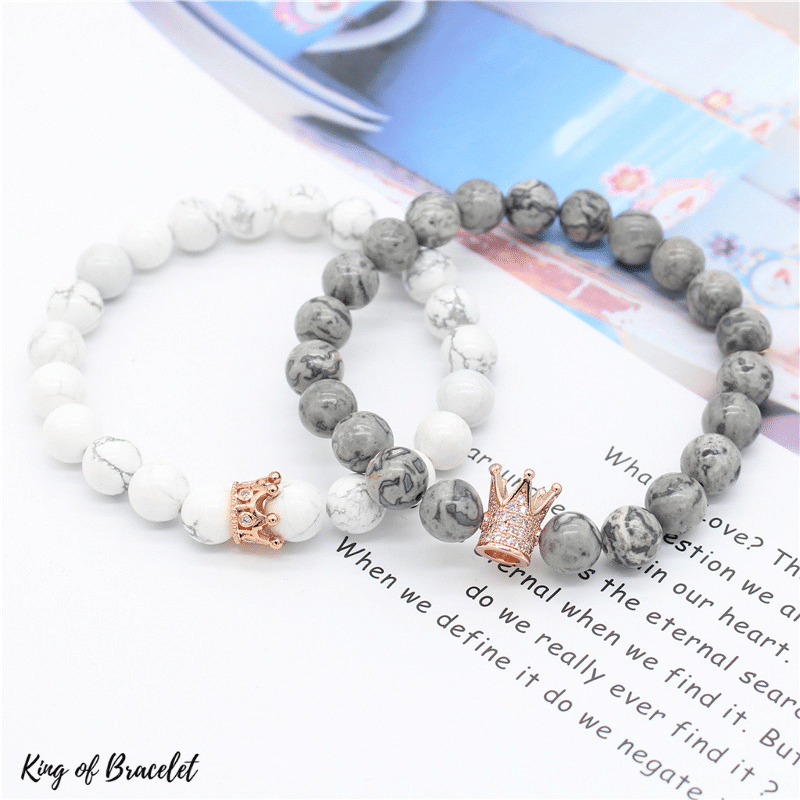 Bracelet Distance Couronne - Gris et Blanc