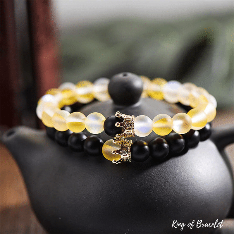 Bracelet Distance Couronne Transparent - Noir et Jaune