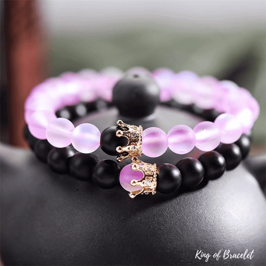 Bracelet Distance Couronne Transparent - Noir et Rose