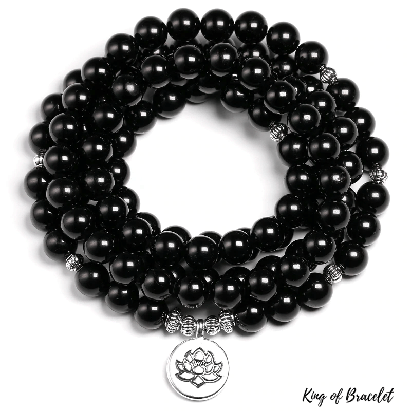 Bracelet Mala 108 Perles en Tourmaline Noire