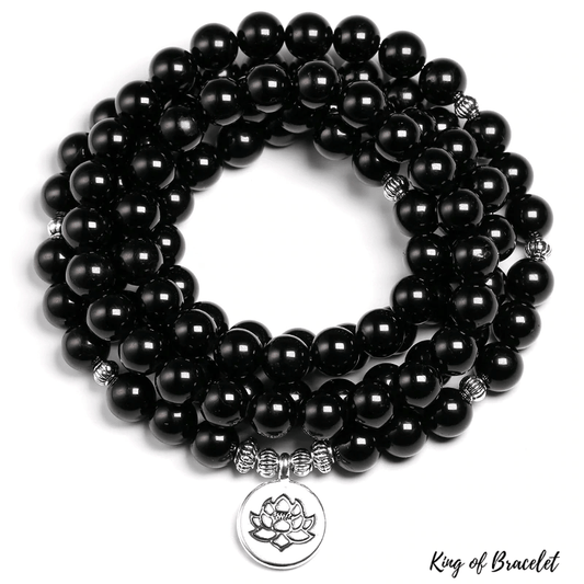 Bracelet Mala 108 Perles en Tourmaline Noire