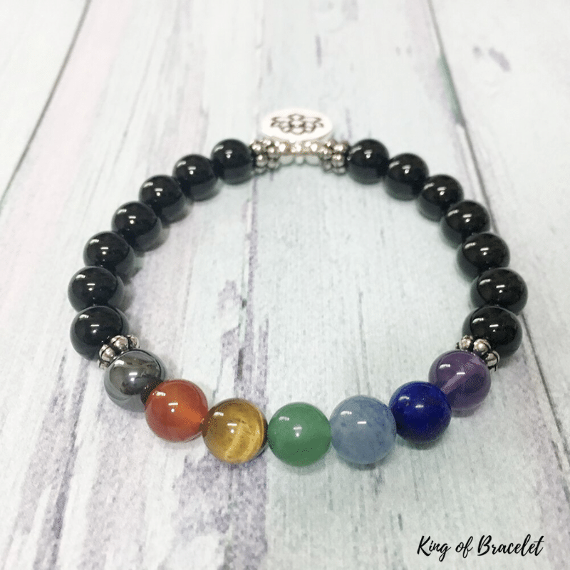 Bracelet Mala 7 Chakras en Tourmaline Noire